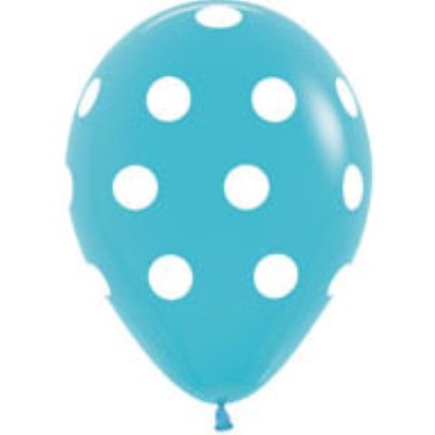 GLOBOS 8U AZUL PUNTITOS BLANCOS