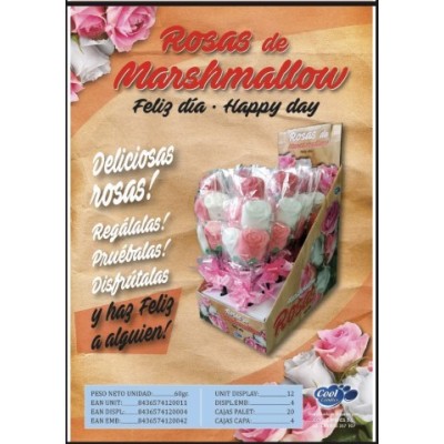 PIRULETA RAMO ROSAS MARSMALLOW 12U