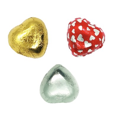 CHOCO CORAZONES ROJO-ORO-PLATA 125U 1KG