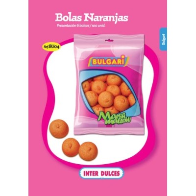 INTERDULCES BOLAS NARANJAS 100U